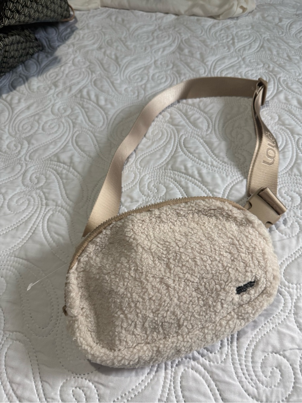 LOLE Cream Sherpa Crossbody Belt Bag
